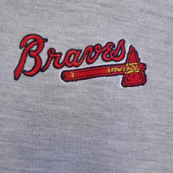 Puma Polo Shirt Braves Baseball Logo Men 2XL Light Gray Short Sleeve 100% Cotton - Picture 7 of 10